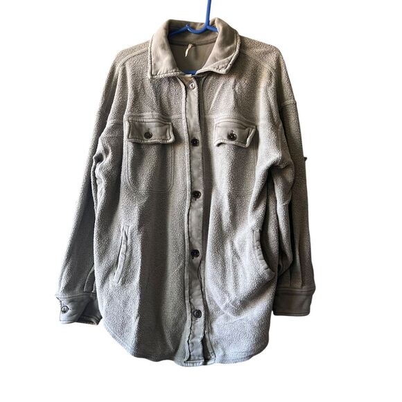 Free People Oversized Ruby Jacket Shacket Womens Small Boyfriend Gray Boho Beach - Picture 1 of 16
